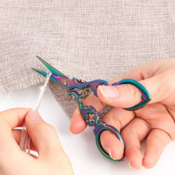 Vintage Embroidery Scissors, Crane Scissors, Grass And Flower Desi...