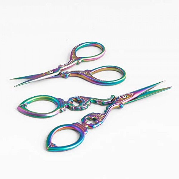 Vintage Embroidery Scissors, Crane Scissors, Grass And Flower Desi...