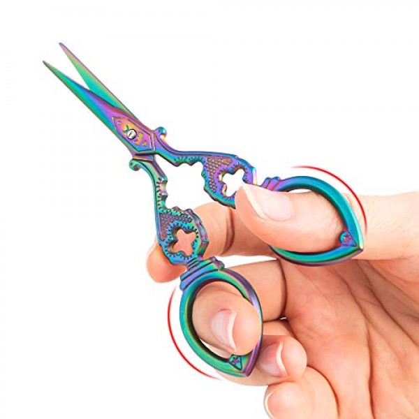 Vintage Embroidery Scissors, Crane Scissors, Grass And Flower Desi...