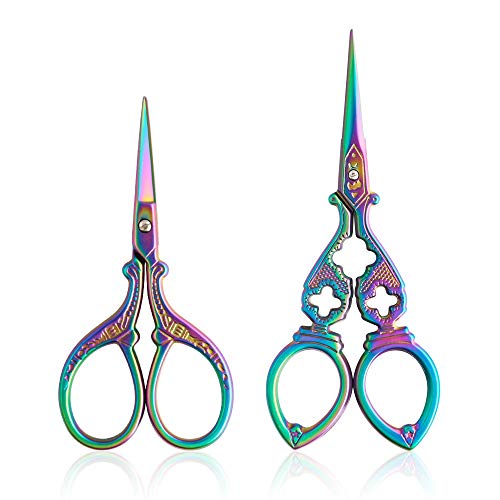 Vintage Embroidery Scissors, Crane Scissors, Grass And Flower Desi...