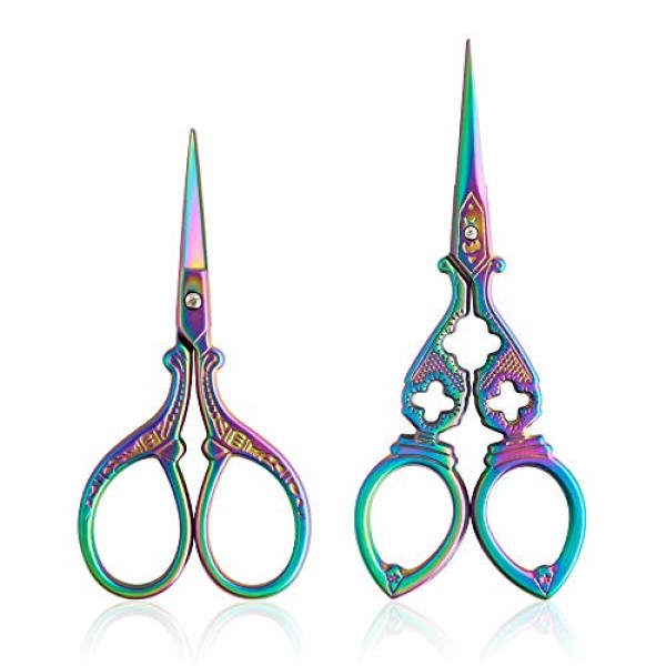 Vintage Embroidery Scissors, Crane Scissors, Grass And Flower Desi...