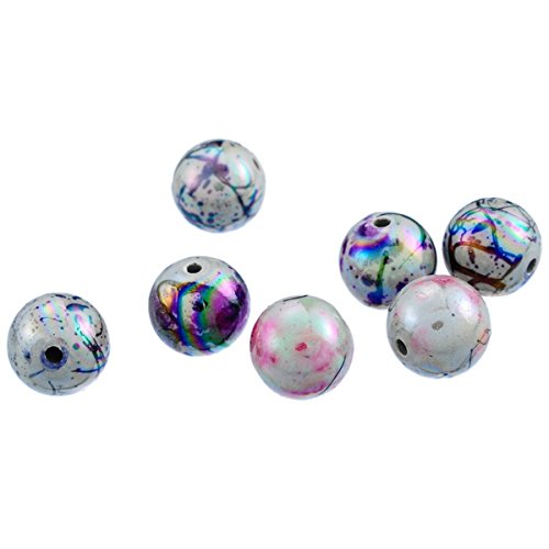 Mixed Plated Bright Multicolor Pattern Acrylic Beads for Jewelry M...