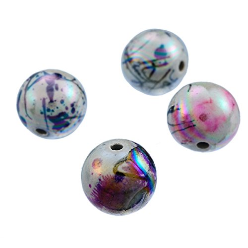 Mixed Plated Bright Multicolor Pattern Acrylic Beads for Jewelry M...