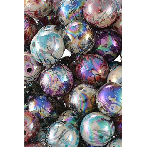 Mixed Plated Bright Multicolor Pattern Acrylic Beads for Jewelry M...