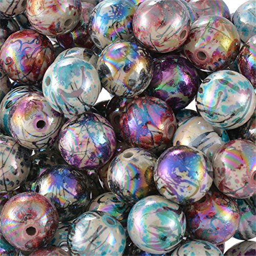 Mixed Plated Bright Multicolor Pattern Acrylic Beads for Jewelry M...