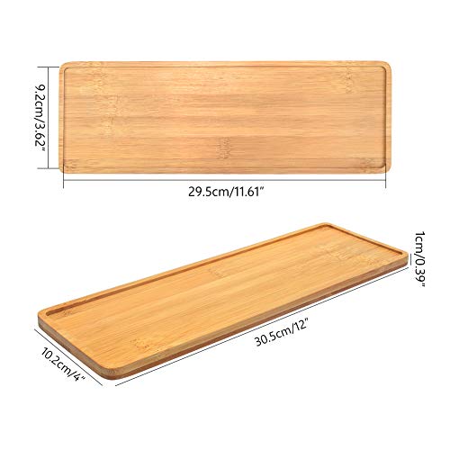 2 Pack Plant Saucer, Mini Rectangle Bamboo Tray, Drainage Pot Sauc...