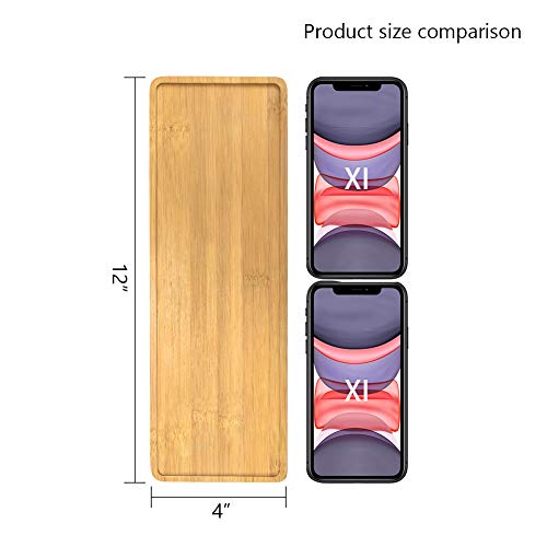 2 Pack Plant Saucer, Mini Rectangle Bamboo Tray, Drainage Pot Sauc...