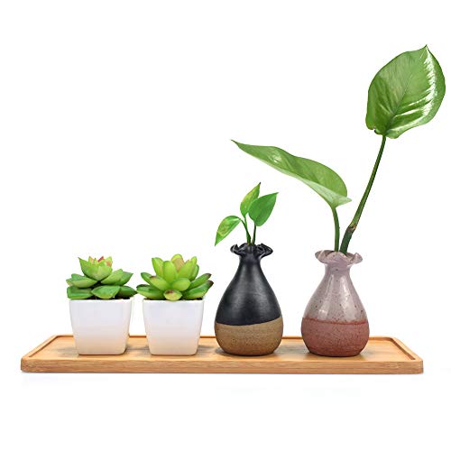 Plant Saucer, Mini Rectangle Bamboo Tray, Drainage Pot Saucer, Rec...