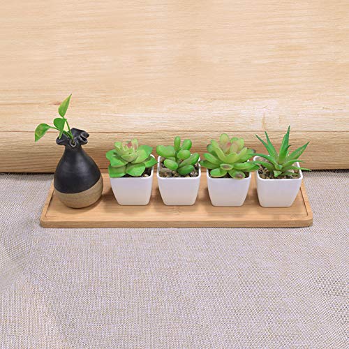 Plant Saucer, Mini Rectangle Bamboo Tray, Drainage Pot Saucer, Rec...