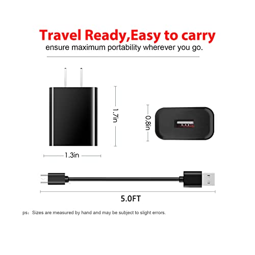 AC Adapter Wall Charger &5ft Micro USB Charging Cable Cord Compati...