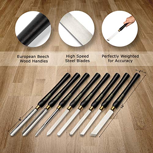 Yellowhammer Turning Tools Essentials 8 Piece Lathe Chisel Set For...