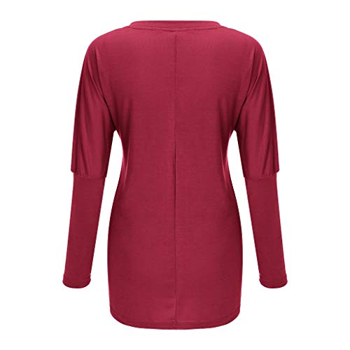 Yemenger Women Casual Long Sleeve Round Neck Pocket Graphic T-Shir...