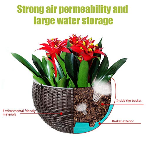 2 Pack Hanging Baskets for Plants - Round Plastic Resin Chain Bask...