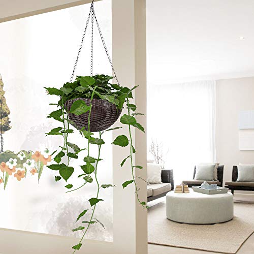 2 Pack Hanging Baskets for Plants - Round Plastic Resin Chain Bask...