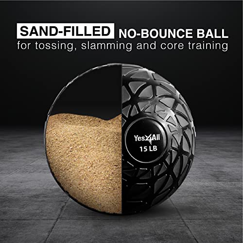 Yes4All Fitness Slam Medicine Ball 15lbs for Exercise, Strength, P...