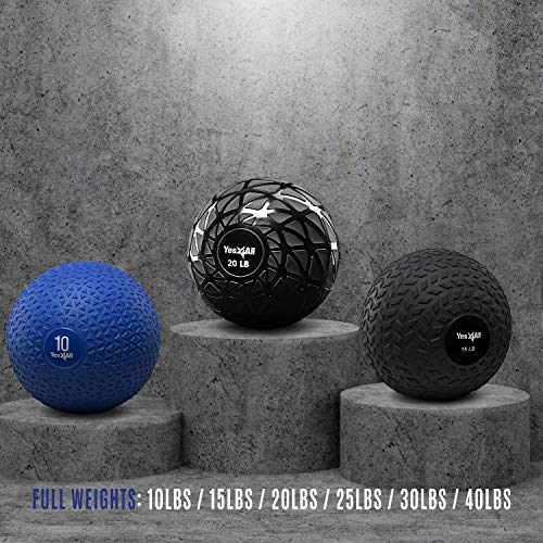 Yes4All Fitness Slam Medicine Ball 15lbs for Exercise, Strength, P...