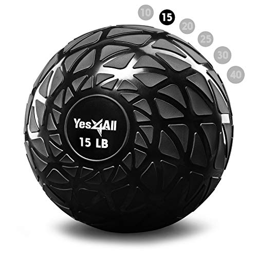 Yes4All Fitness Slam Medicine Ball 15lbs for Exercise, Strength, P...