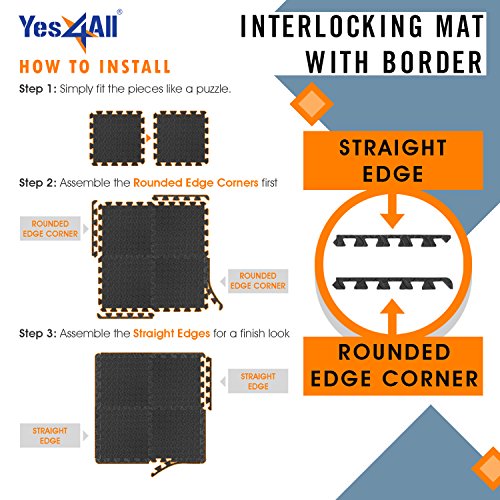 Yes4All Interlocking Exercise Foam Mats with Border – Interlocking...