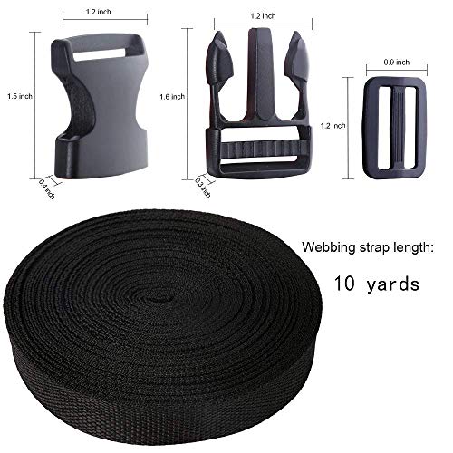 YGDZ 10 Yards 1 Inch Nylon Webbing Strap with 20 Set 1 Inch Side R...