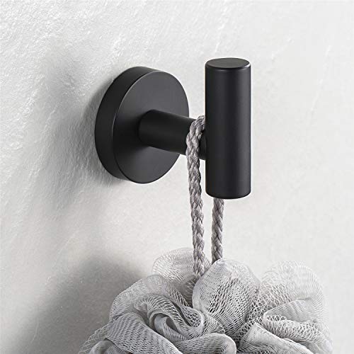 YGIVO 2 Pack Towel Hooks, Matte Black SUS304 Stainless Steel Coat ...