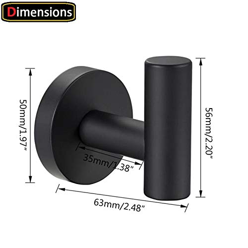 YGIVO 2 Pack Towel Hooks, Matte Black SUS304 Stainless Steel Coat ...