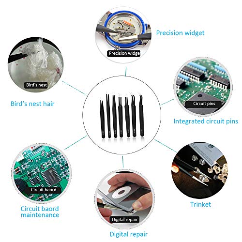 Precision ESD Tweezers, Anti-Static ESD Tweezers Set Kit for Elect...