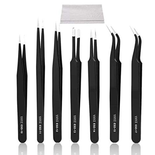Precision ESD Tweezers, Anti-Static ESD Tweezers Set Kit for Elect...