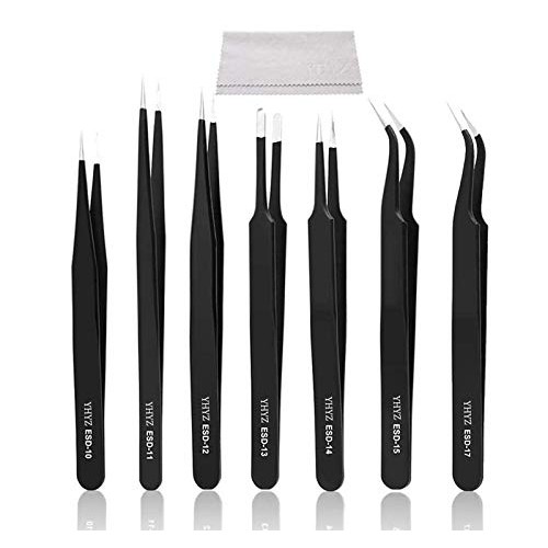 Precision ESD Tweezers, Anti-Static ESD Tweezers Set Kit for Elect...