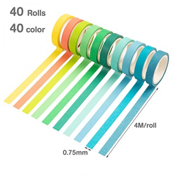 YI LIN Washi Tape Set,Colored Decorative Masking Tapes,40 Rolls Pa...