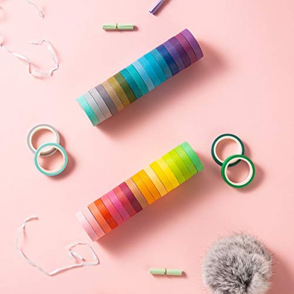 YI LIN Washi Tape Set,Colored Decorative Masking Tapes,40 Rolls Pa...