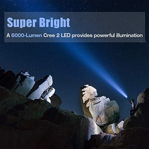 YIERBLUE Rechargeable spotlight, Super Bright 6000 Lumen LED Flash...