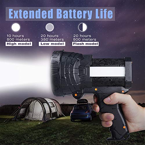 YIERBLUE Rechargeable spotlight, Super Bright 6000 Lumen LED Flash...