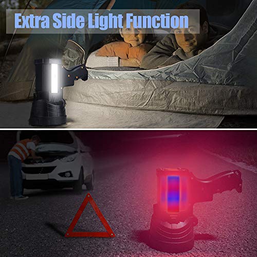 YIERBLUE Rechargeable spotlight, Super Bright 6000 Lumen LED Flash...