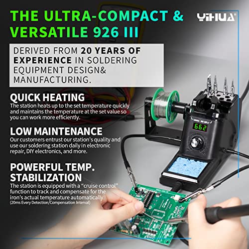 YIHUA 926 III 60W Digital Display Soldering Iron Station Kit w 2 H...