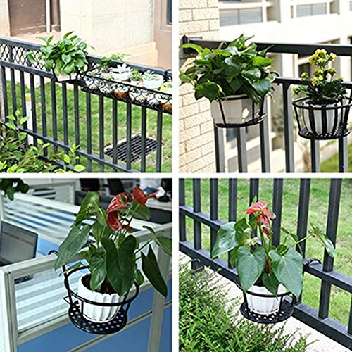 Yimeezuyu Hanging Railing Planter Iron Art Hanging Baskets Flower ...