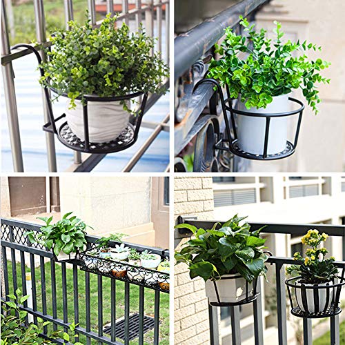 Yimeezuyu Hanging Railing Planter Iron Art Hanging Baskets Flower ...