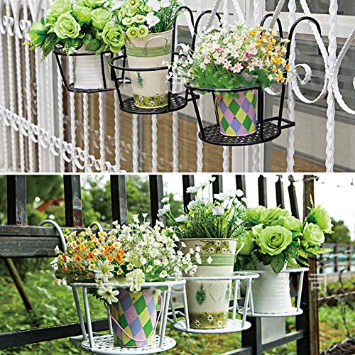 Yimeezuyu Hanging Railing Planter Iron Art Hanging Baskets Flower ...
