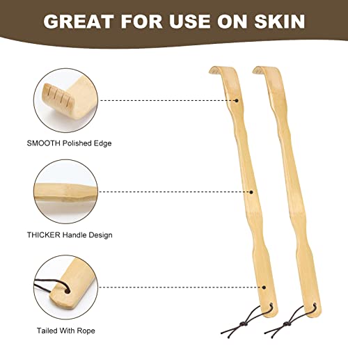 YIMICOO 2 Pack Wooden Bamboo Back Scratcher, 17 Inch Long Handle B...