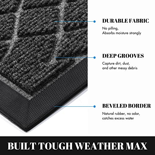 Yimobra Durable Front Door Mats, Heavy Duty Water Absorbent Mud Re...