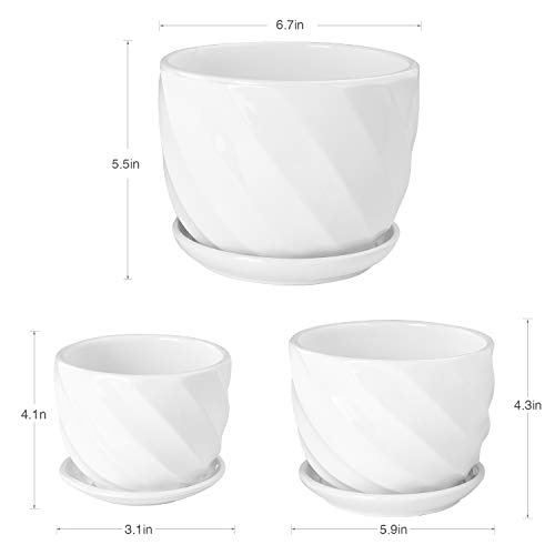 Yinger-WG Set of 3 Ceramic Plant Pot - Flower Plant Pots Indoor wi...