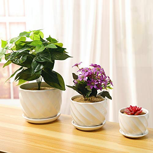 Yinger-WG Set of 3 Ceramic Plant Pot - Flower Plant Pots Indoor wi...