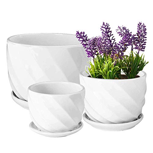 Yinger-WG Set of 3 Ceramic Plant Pot - Flower Plant Pots Indoor wi...