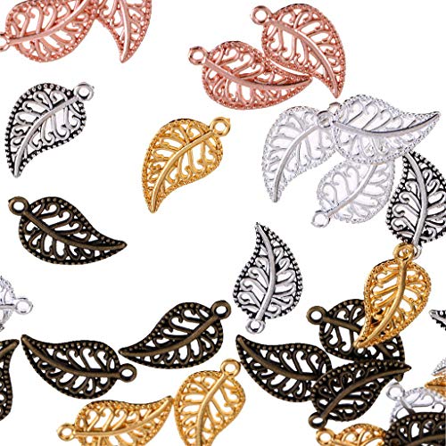 Yiotfandoll 75PCS Antique Hollow Filigree Leaf Charms Tree Leaves ...