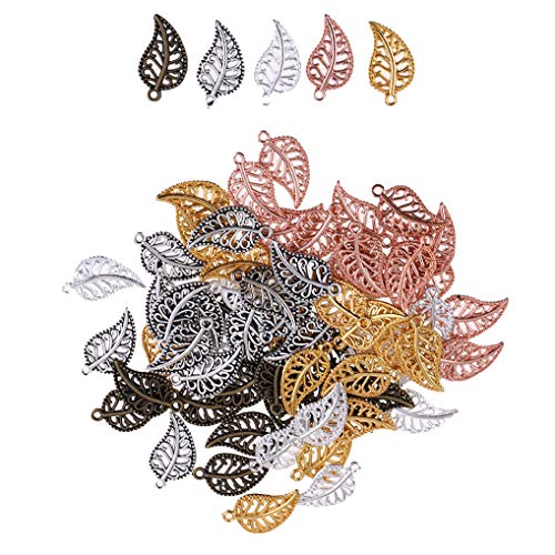 Yiotfandoll 75PCS Antique Hollow Filigree Leaf Charms Tree Leaves ...