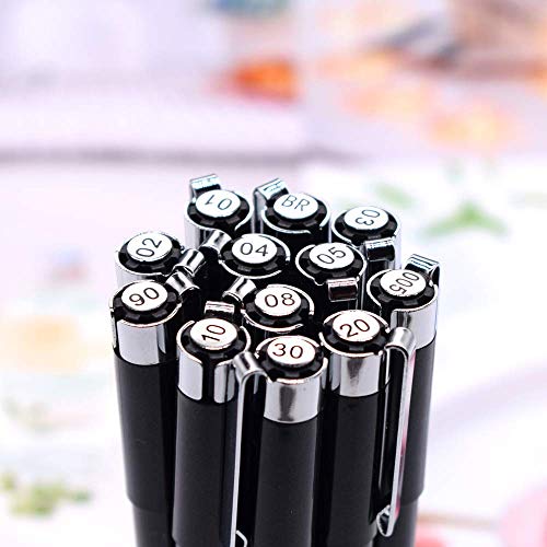 Set of 12 Micro-Pens, Fineliner Ink Pens, Black Drawing Pen, Art P...