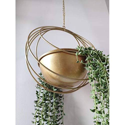 RISEON Boho Gold Metal Plant Hanger,Metal Geometric Hanging Plante...