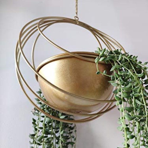 RISEON Boho Gold Metal Plant Hanger,Metal Geometric Hanging Plante...