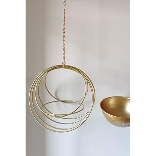 RISEON Boho Gold Metal Plant Hanger,Metal Geometric Hanging Plante...