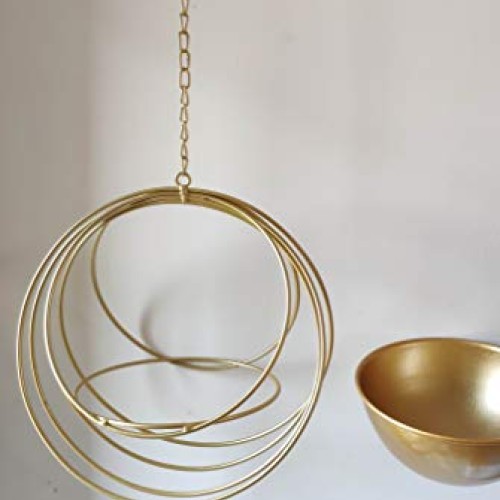 RISEON Boho Gold Metal Plant Hanger,Metal Geometric Hanging Plante...