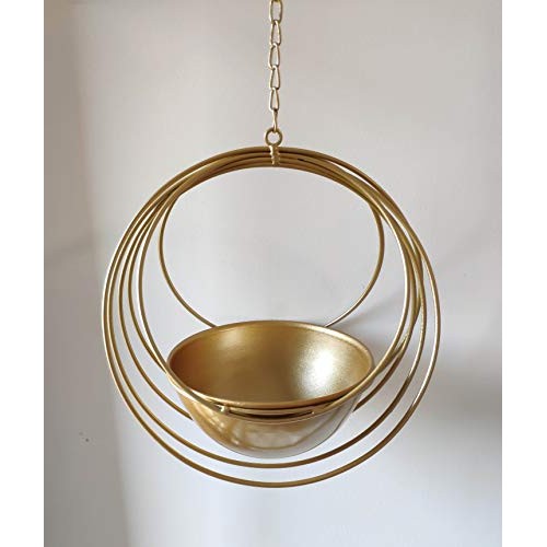 RISEON Boho Gold Metal Plant Hanger,Metal Geometric Hanging Plante...